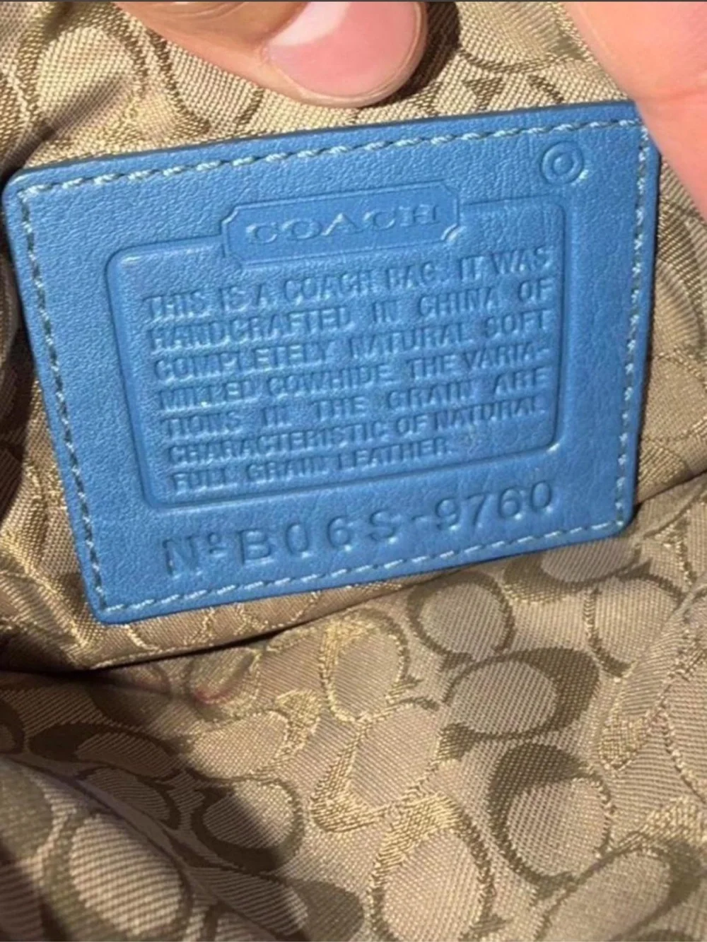 Coach Blue Pebbled Leather Crossbody with Stud Accents